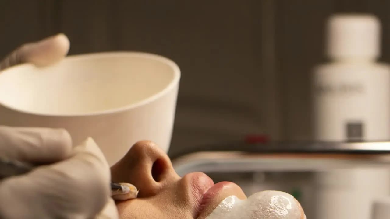 Profesional haciendo un tratamiento facial a una clienta